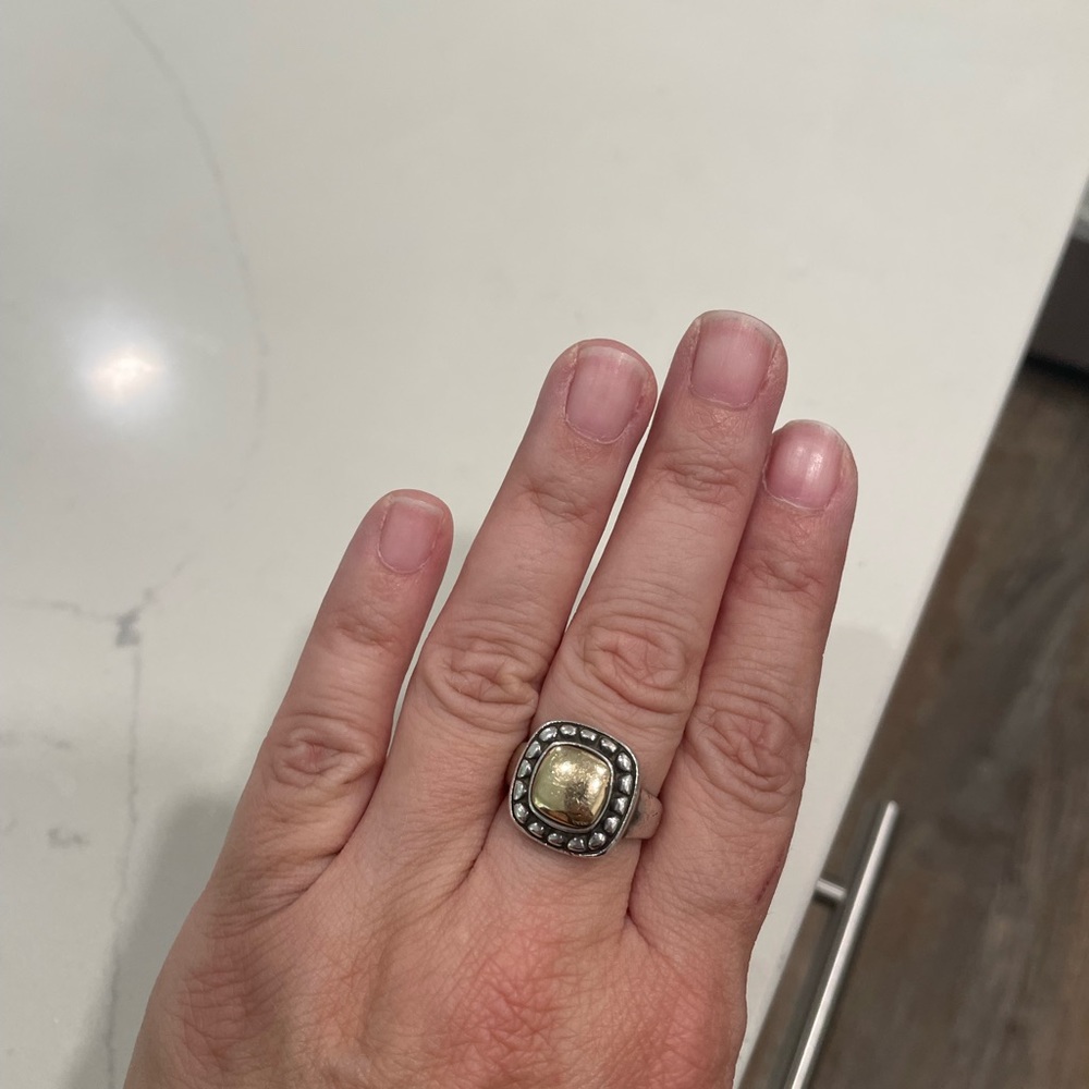 Retired James Avery Square 14kt Gold & Sterling Silver Ring